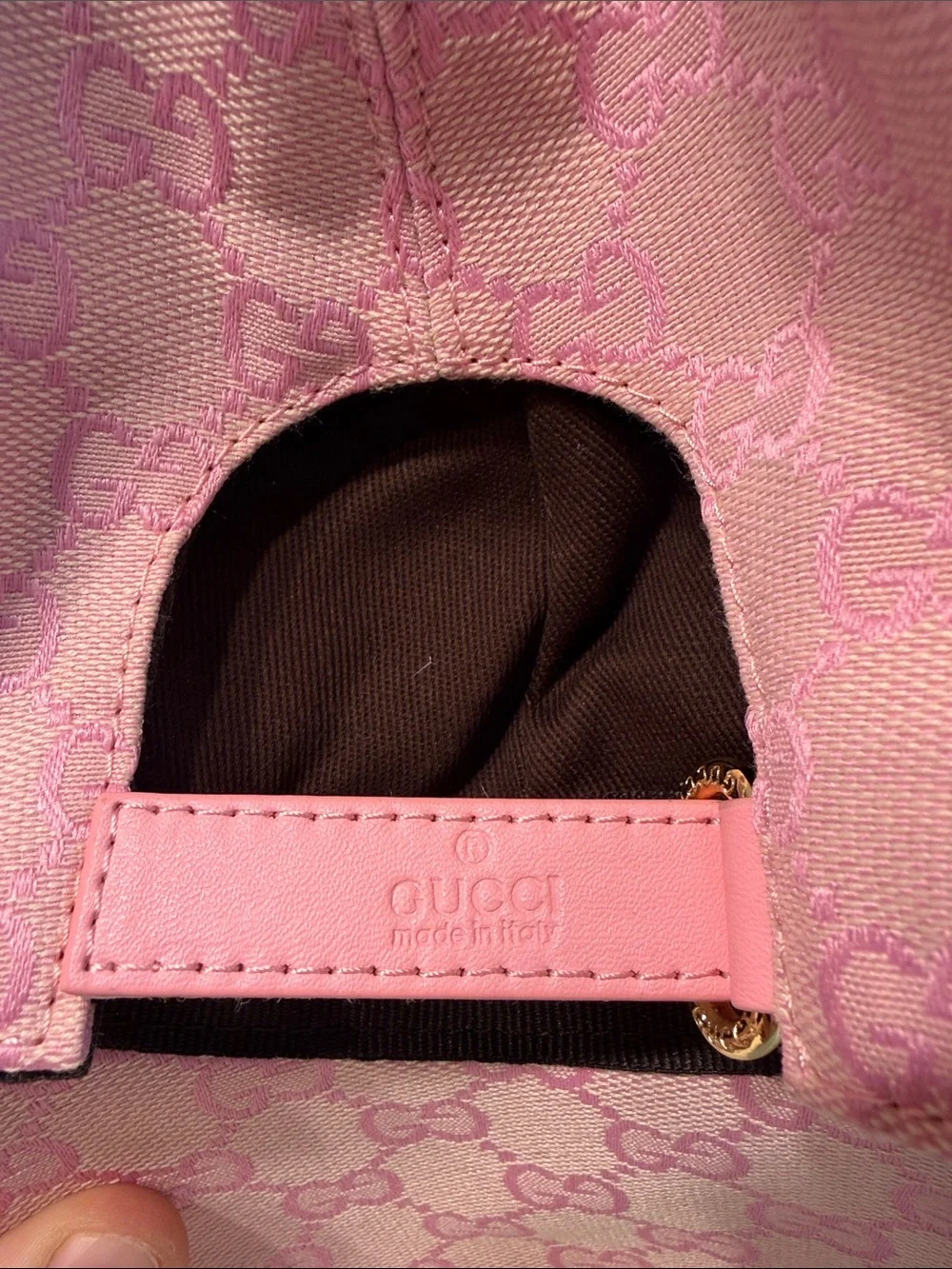 Used Pink GG monogram ball cap Gucci hat